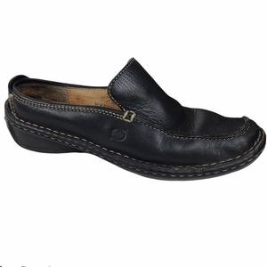 Born Black Leather Slip On Clogs Mules 7M 38EUR
